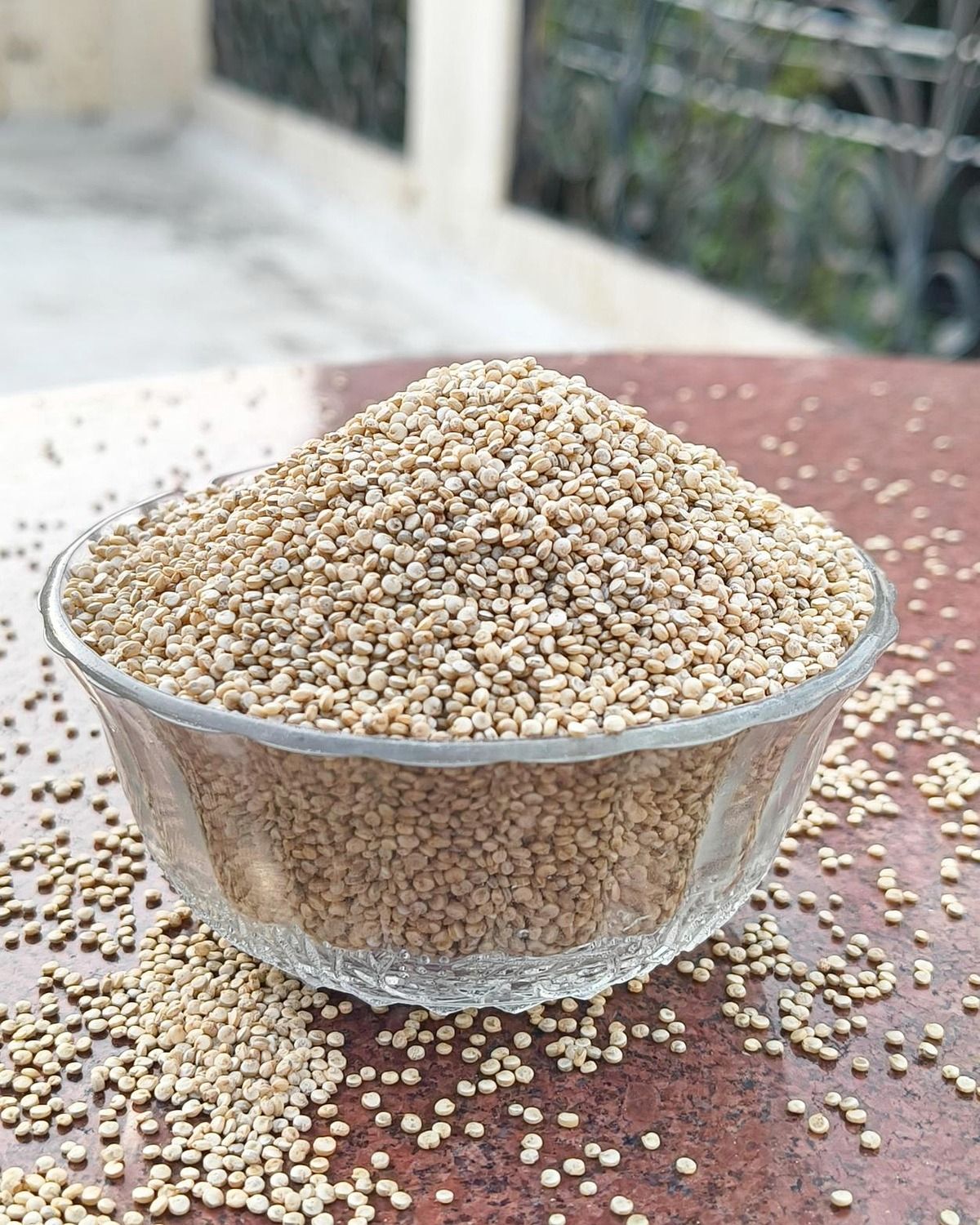 White Quinoa grains in studio setting