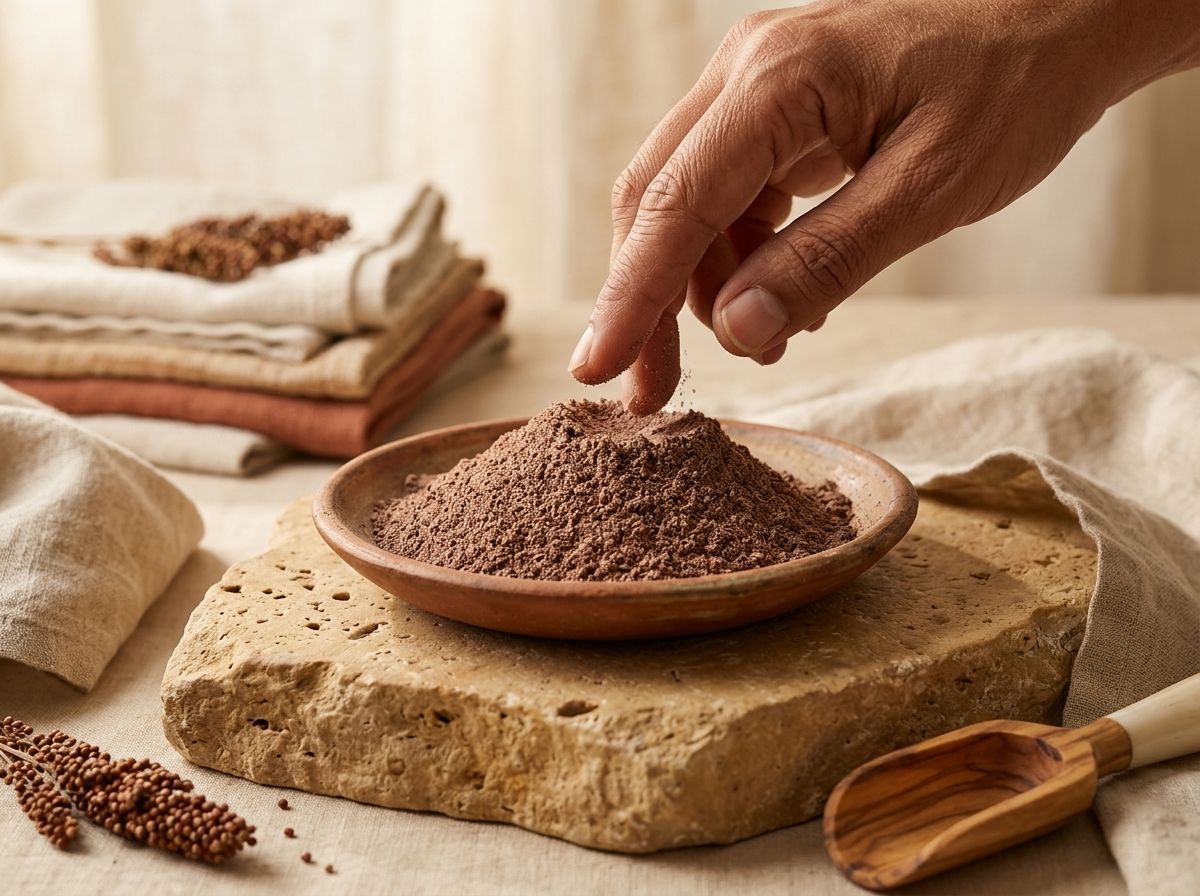 Ragi flour in minimalist earthenic packaging