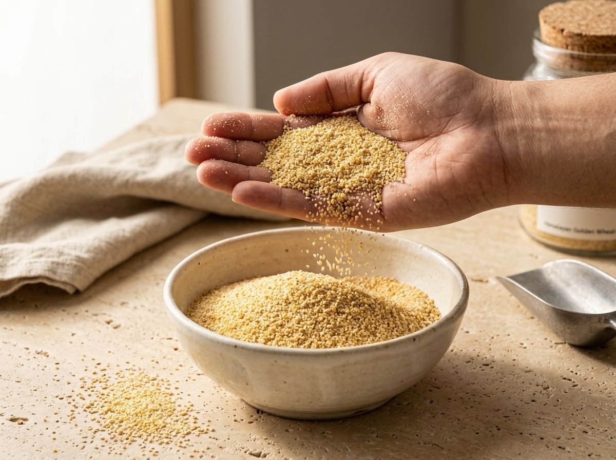 Granulated wheat sooji in earthenic packaging